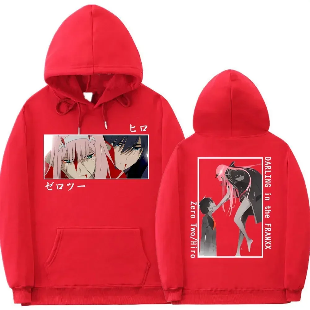 Anime giapponese Darling In The Franxx Zero Two Hiro Felpa con cappuccio con stampa grafica Uomo Donna Felpe taglie forti Top streetwear casual