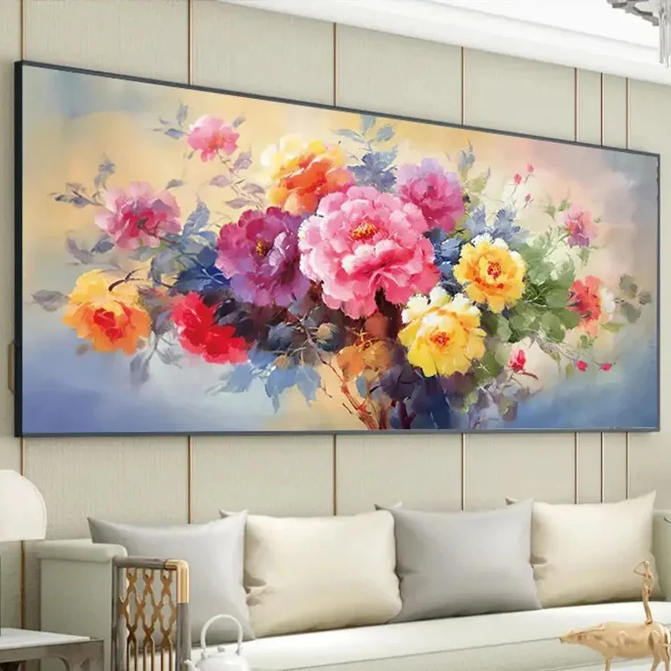 Spring Peony Diamond Painting New 5D DIY Diamond Art Mosaic Cross Stitch Beautiful Flower Big Size for Living Room Decor