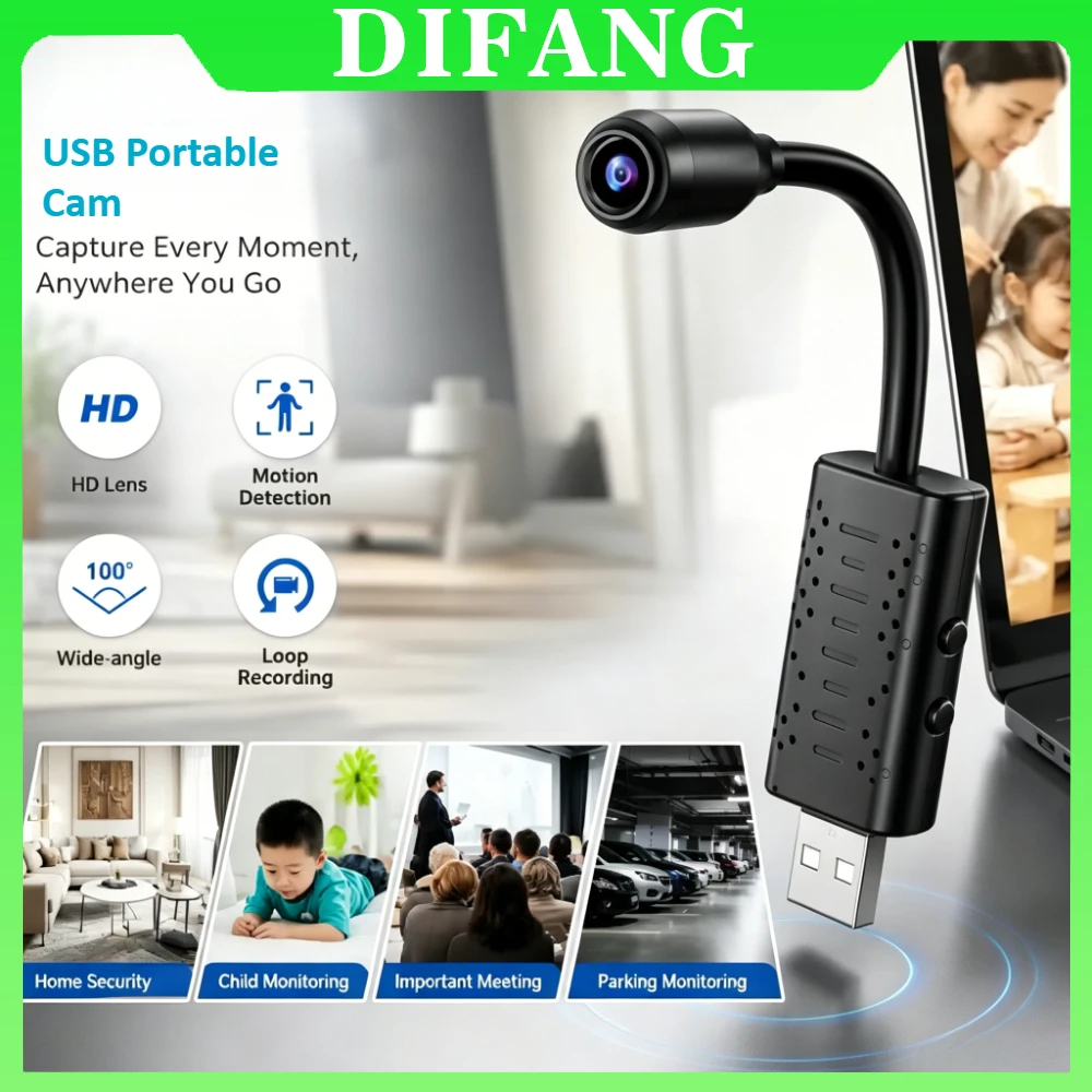 HD Mini USB WiFi Camera 100° Wide Angle Flexible Bendable Wireless IP Camera Remote View Motion Detection Loop Recording f