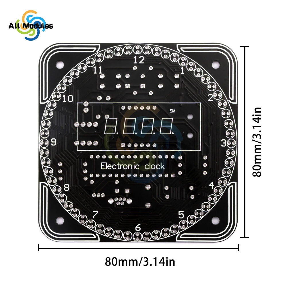 Imagem -03 - Digital Faça Você Mesmo Electronic Clock Kit Controle de Luz Rotação Led Time Display Temperatura Tool Conjunto para a Prática de Solda