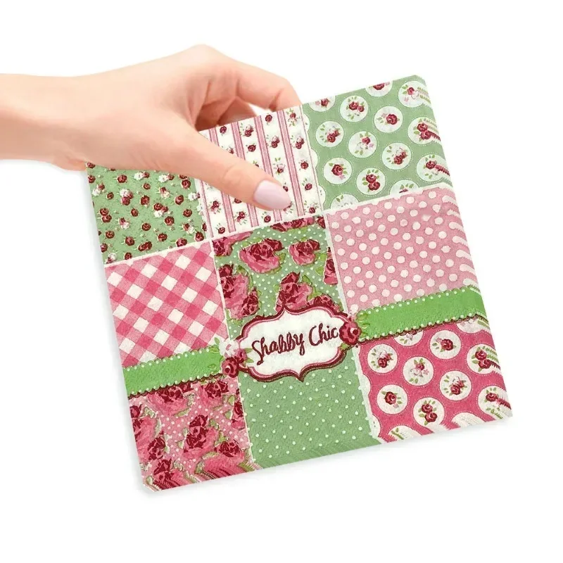 20pcs 33*33cm 2-Ply New Checkered Floral Food Grade Printed Pattern Napkins Household Commercial Paper Placemats Wholesale