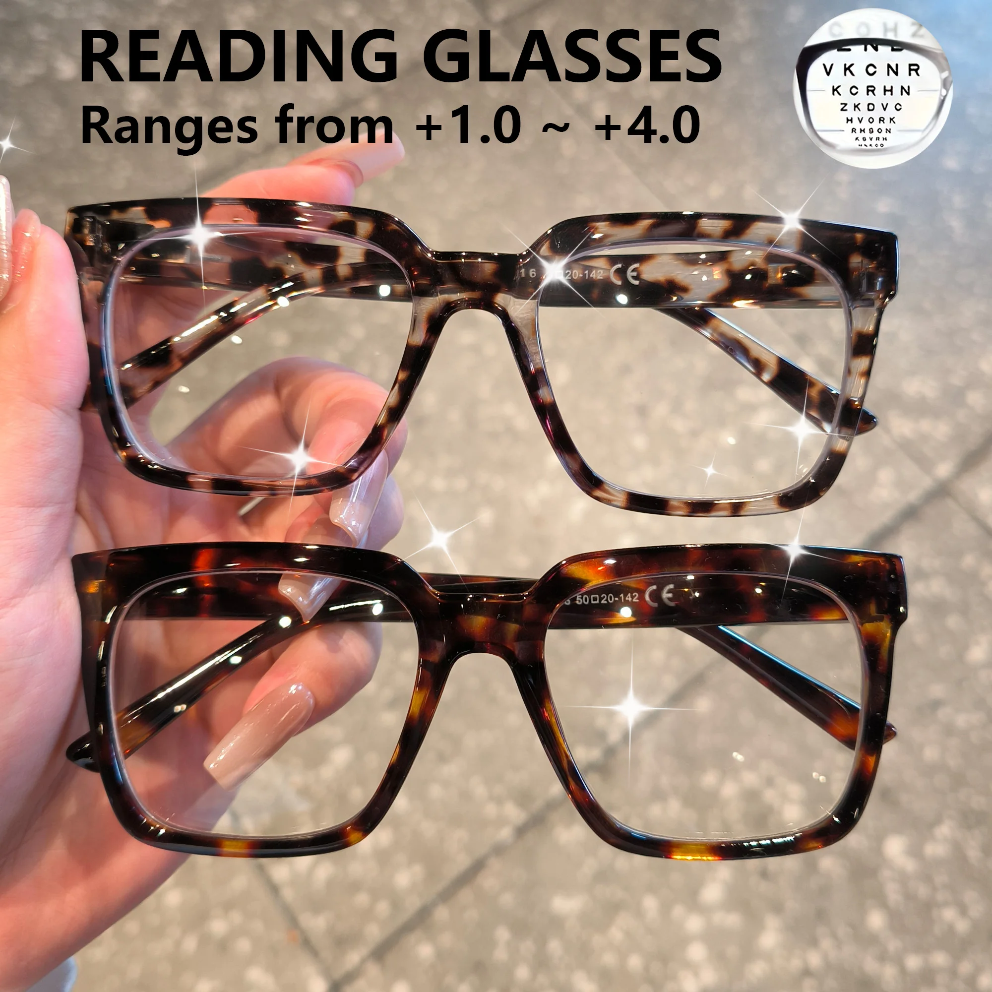 نظارات قراءة على طراز أوبرا للنساء والرجال، قارئات مربعة للكمبيوتر مع مفصلات زنبركية، +1.0 إلى +4.0