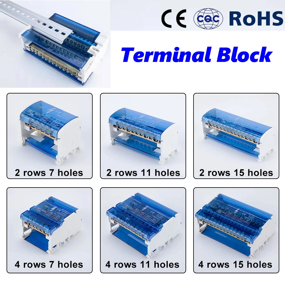 Tornillo Modular de unión de bloque de terminales de Riel Din, conector eléctrico de cable Universal, caja de distribución de energía de la serie NHC01