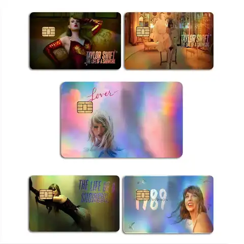 T-Taylor S-Swift Cute Laser Effect Bank Card Stickers Removable Multi Scene Craft Decor