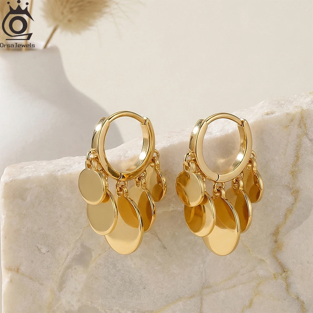 

ORSA JEWELS настоящее серебро 925 пробы круглые серьги-кольца для женщин минималистичные классические ювелирные аксессуары GAE18