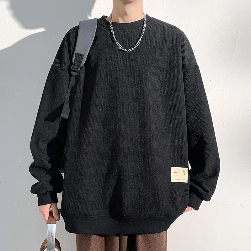 High Street Corduroy Men Sweatshirt Streetwear Oversized Korean Pullover Outwear