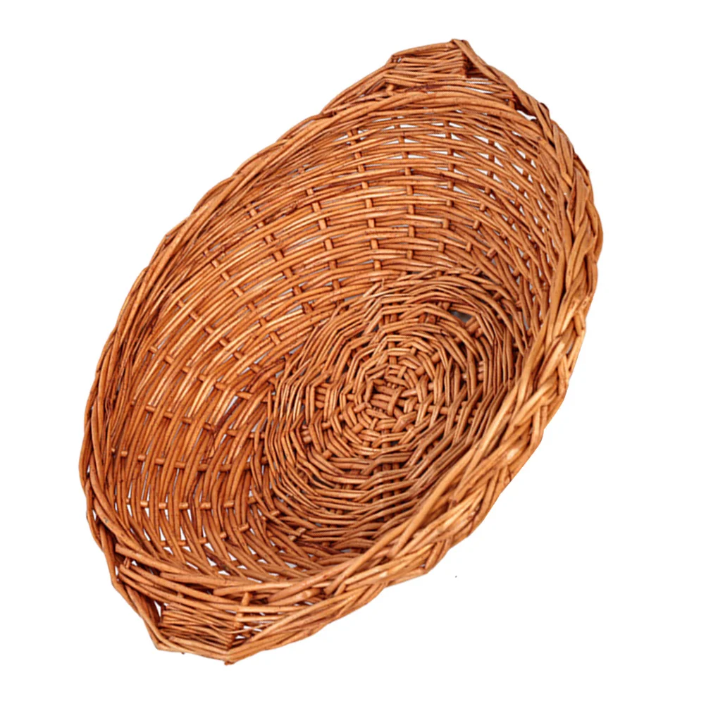 

Woven Storage Basket 24Cm Handmade Natural Fiber Organizer for Table Desktop Fruit Bread Cosmetics Sundries Decorative Home
