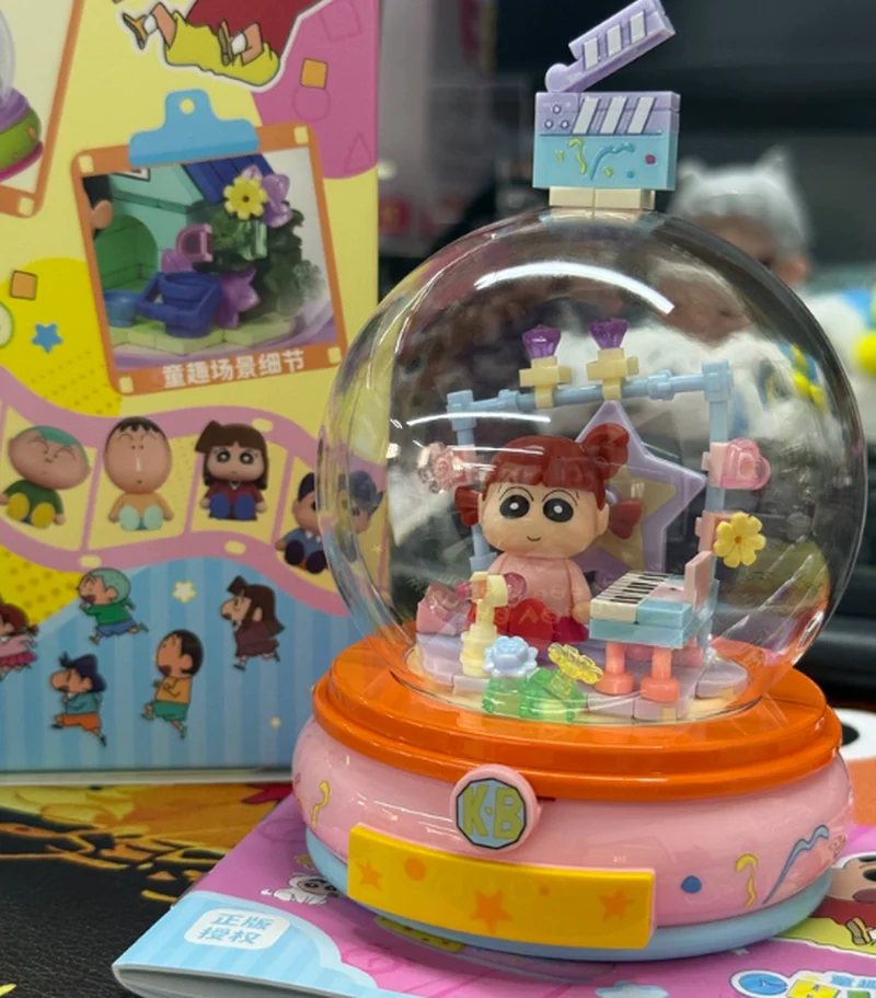 

2026 Moonlight Crayon Shin-chan Crystal Ball Building Block Blind Box DIY Assemble Display Toy