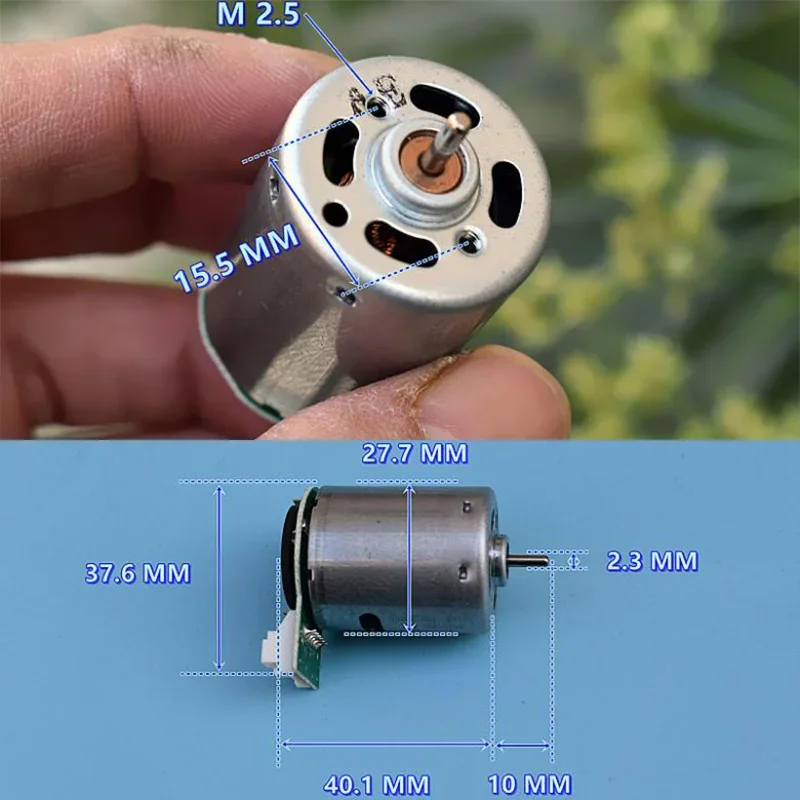 RS-365 Mini Carbon Brush Motor DC 12V-24V 18V High Speed Electric Motor Dual Shaft/Gear Teeth for Sweeper Robot Cleaner Printer