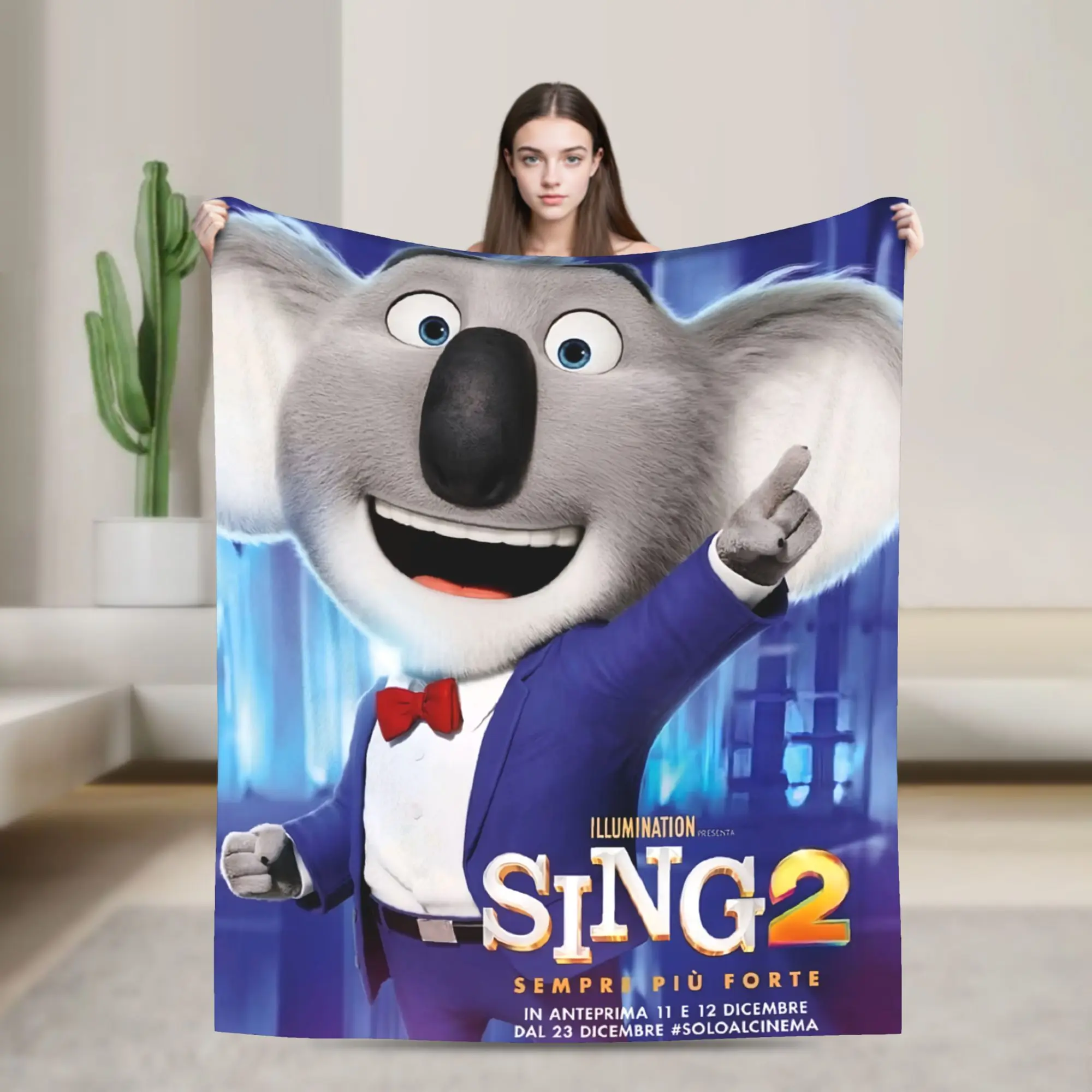 Sing 2 Movie Printed Blanket For Men Women Warm Cozy Fluffy  Throw Blankets for Bed 50x60 Inches Multiple Sizes