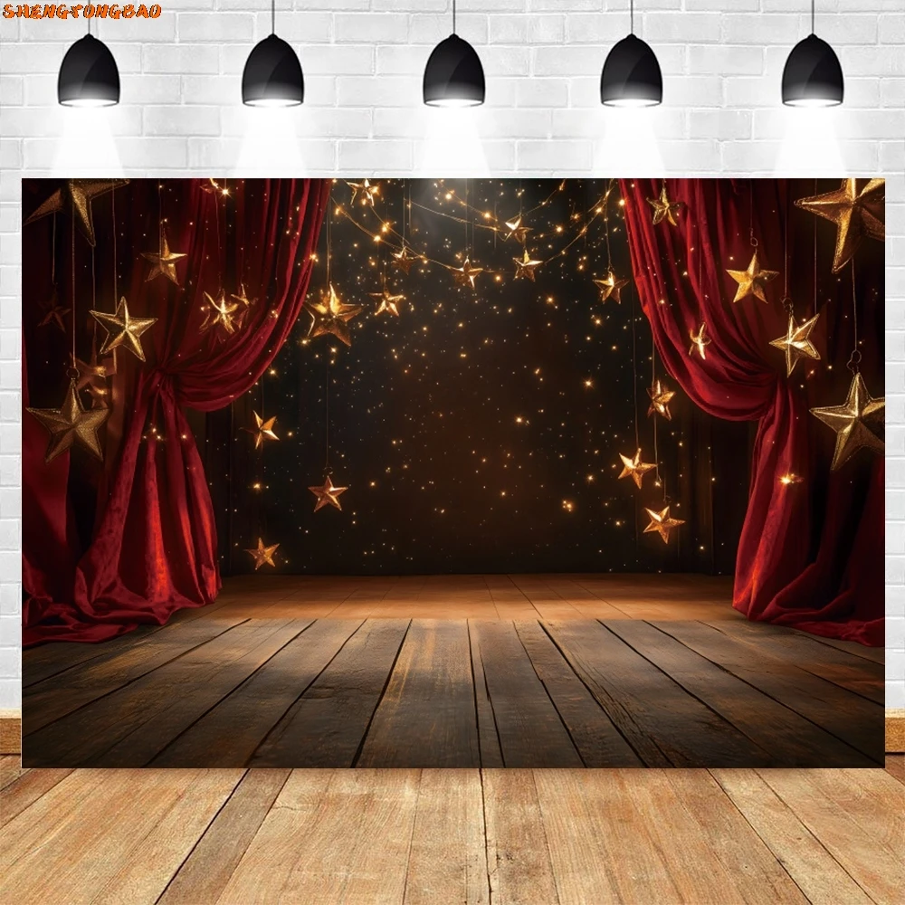 레드 커튼 무대 조명 서커스 텐트 사진 배경, 어린이 생일 파티 장식, 베이비 샤워 사진 배경, 포토존 소품