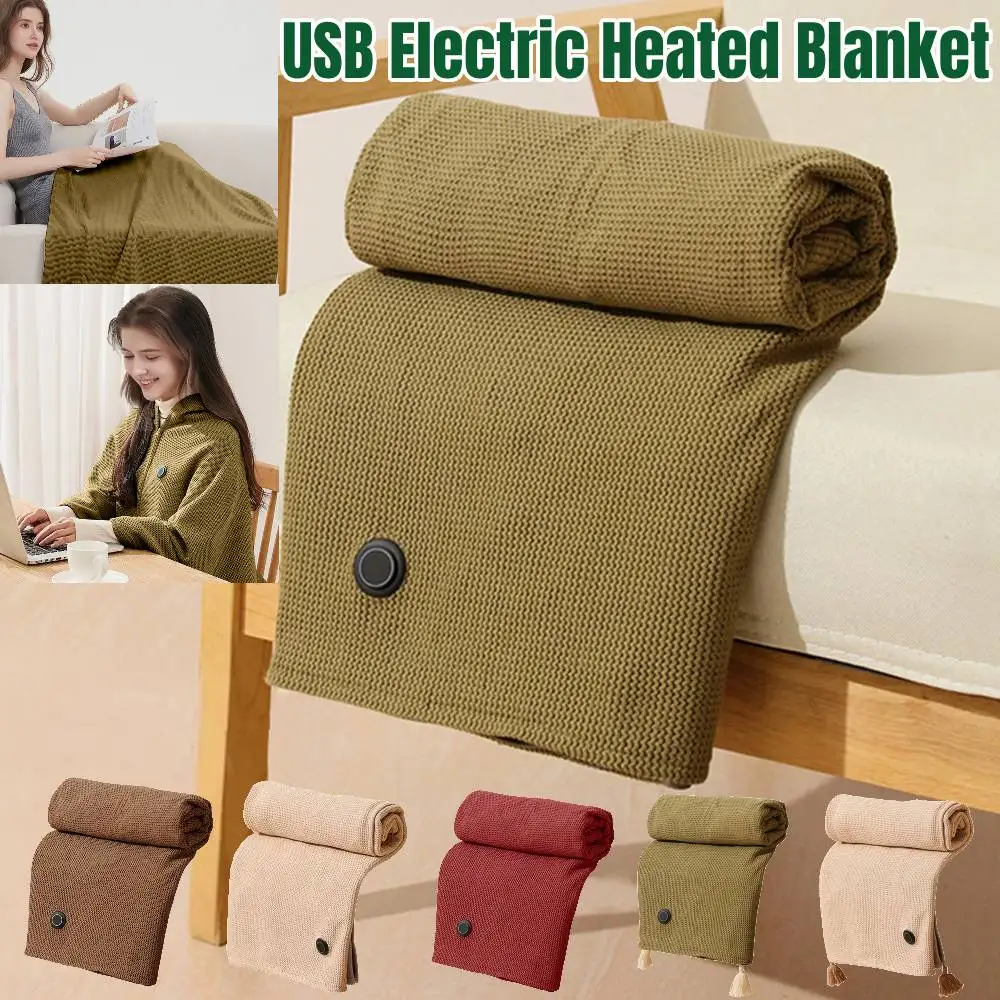 

Electric Heated Blanket Shawl Winter Wearable Blanket 3 Heating Levels USB Heated Blanket Soft Zipper Scarf for Outdoor Travel