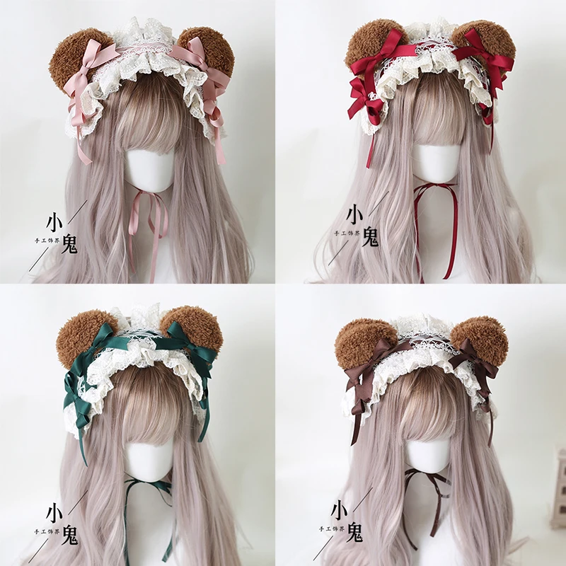 

Original Design Bear Ear Headband Kc Handmade Brown Headband Lolita Hair Accessories Brown Lolita Headgears