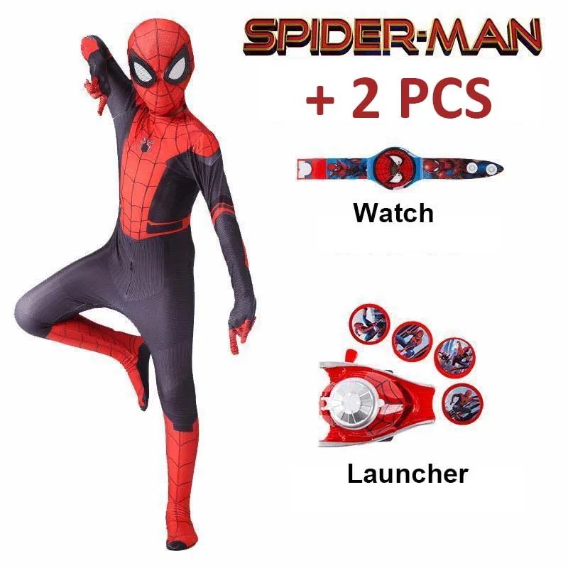 New Miles Morales Far From Home Cosplay Costume Zentai Spiderman Costume Superhero Bodysuit Spandex Suit for Kids Custom Made