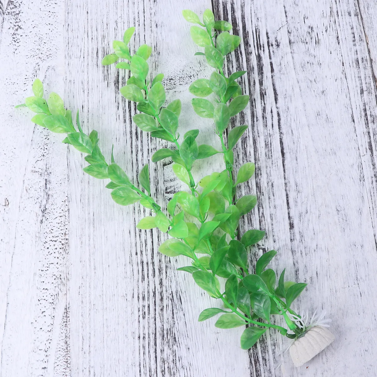 Non Planted Aquarium Fish - 3個入り水槽用人工緑色プラスチック植物装飾セラミックベース水槽飾り非毒性水生植物（淡水・海水両用）