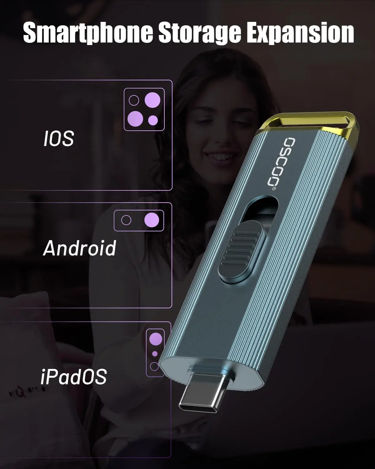 1TB Portable SSD, 2100MB/s Fast Transfer, USB-C & A Compatible for iPhone, Android, Mac, PC - Ideal for Photographers & Creators