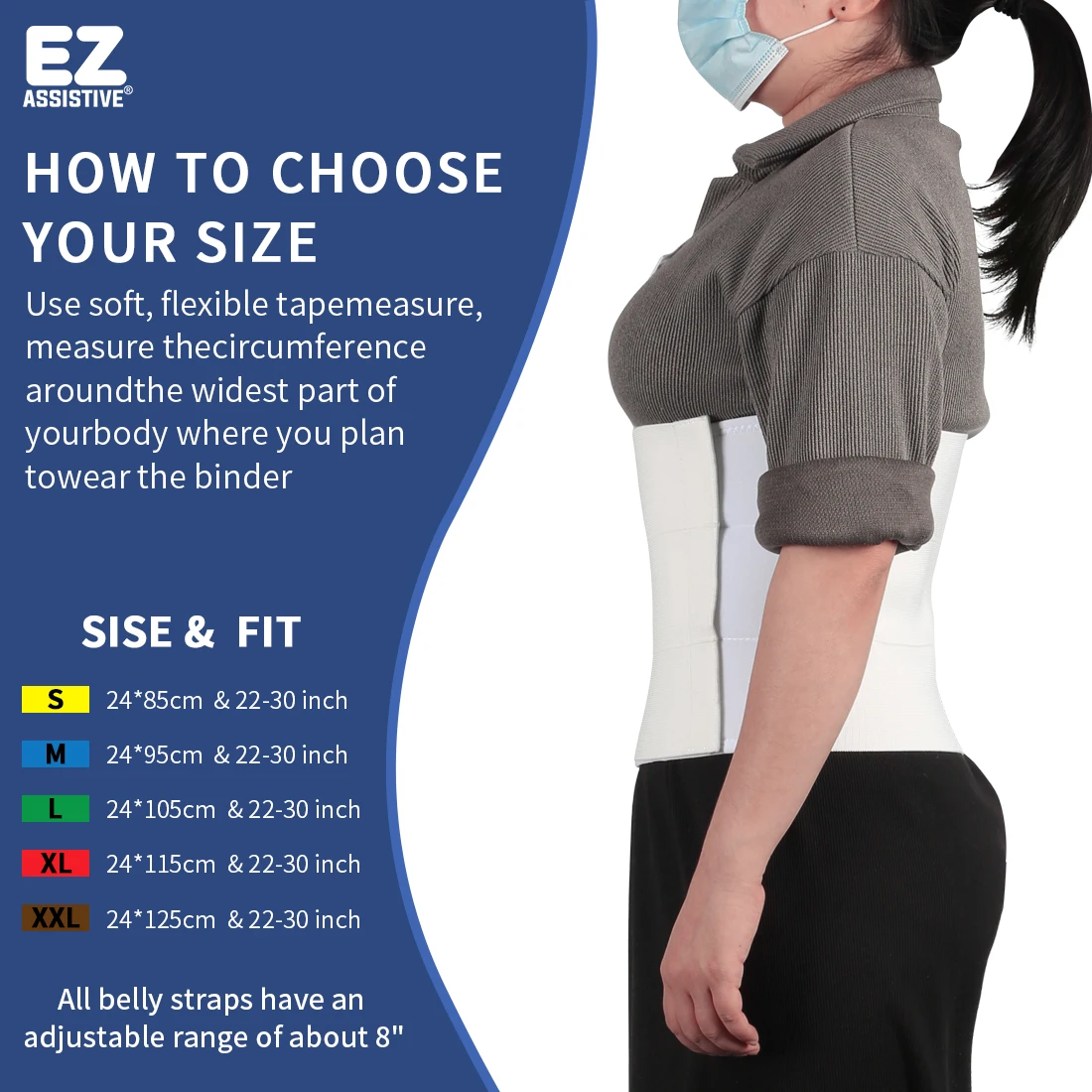 

Ehucon Широкий Абдоминальный Бандаж с Поддержкой Поясницы и Живота Пояс для Восстановления после Грыжи Облегчение Боли Широкая Эластичная Повязка