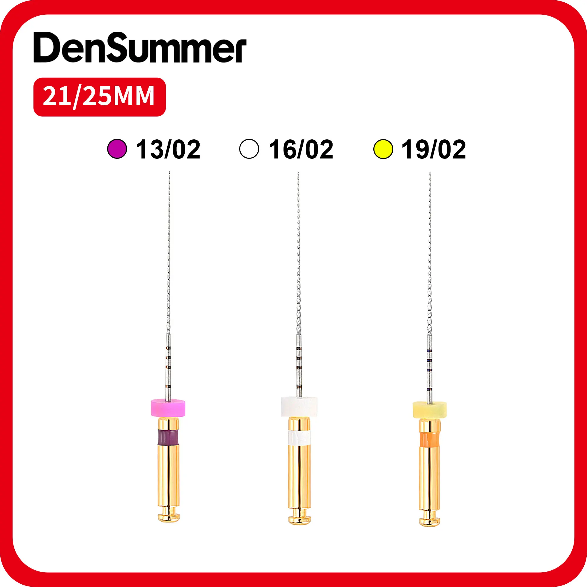 DenSummer Path Fils endodontiques rotatifs en NiTi pour canaux radiculaires, 6 pièces, 21/25mm, Instrument de nettoyage endodontique dentaire, Outil de dentiste