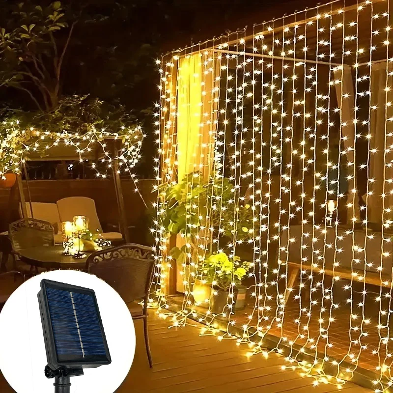 3/6M Solar Fairy Curtain String Light Garden Decor Room Decoration Christmas Tree Ornaments Wedding LED Outdoor Holiday Light