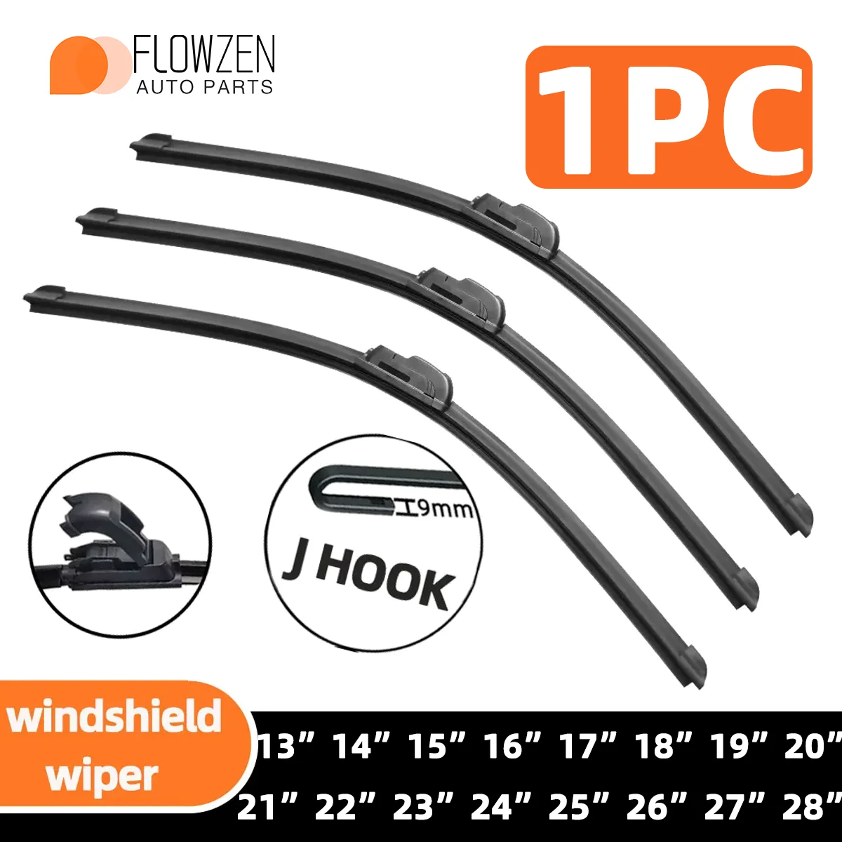 

Car Front Wiper U/J Hook Left And Right Rudder Windshield Wiper 13 "14" 15 "16" 17 "18" 19 "20" 21 "22" 23 "24" 25 "26" 27" 28"