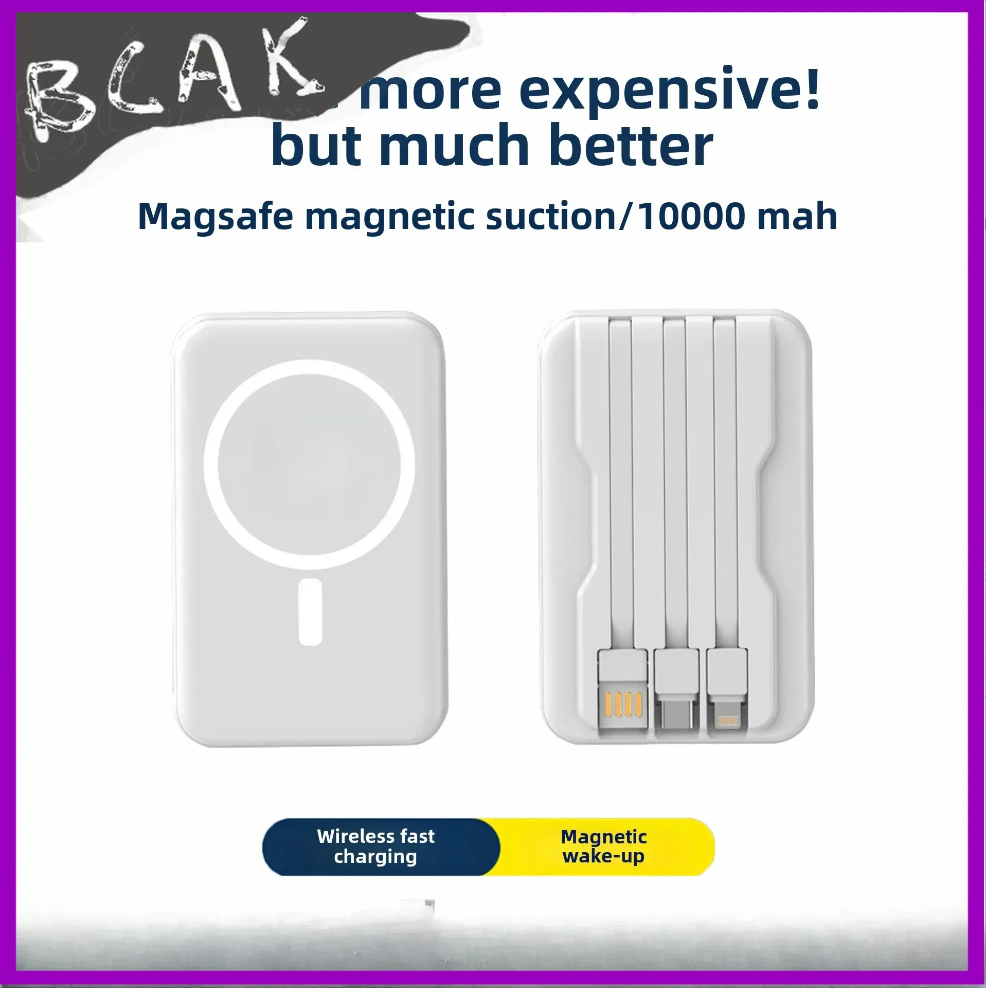 Quality Magsafe Magnetic Wireless Power Bank 10000 MAh Self-contained Cable Super Fast Charging BCAK Mobile Power Supply