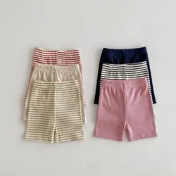 2024 estate nuovo bambino pantaloncini di cotone bambini pantaloni elastici ragazze pantaloni di sicurezza neonati ragazzi pantaloncini a righe Leggings per bambini