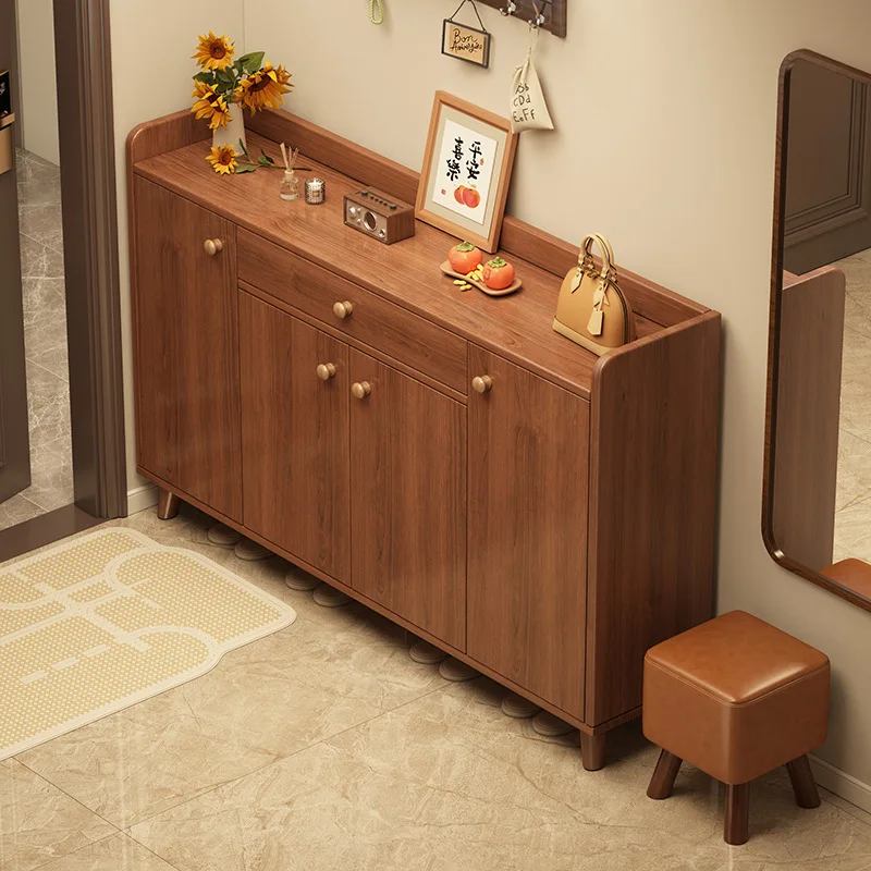 

Customizable shoe cabinet household door porch cabinet new solid wood color home integrated wall large capacity shoe locker