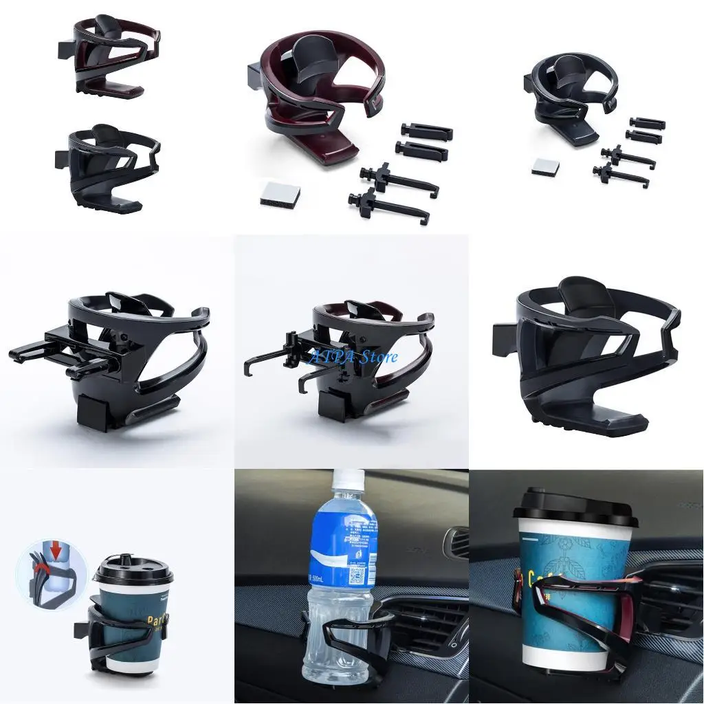 

U13C Multifunctional Car Water Cup Holder Adjustable Air Condition Clip Coffee Mug Stand Balck Red
