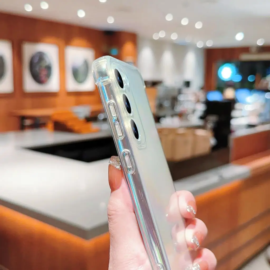 Luxe Gradiënt Regenboog Laser clear Case Voor Samsung S23 Ultra S22 Plus S21 S20 FE A54 5G a53 A52 A34 A14 A13 A33 bumper cover