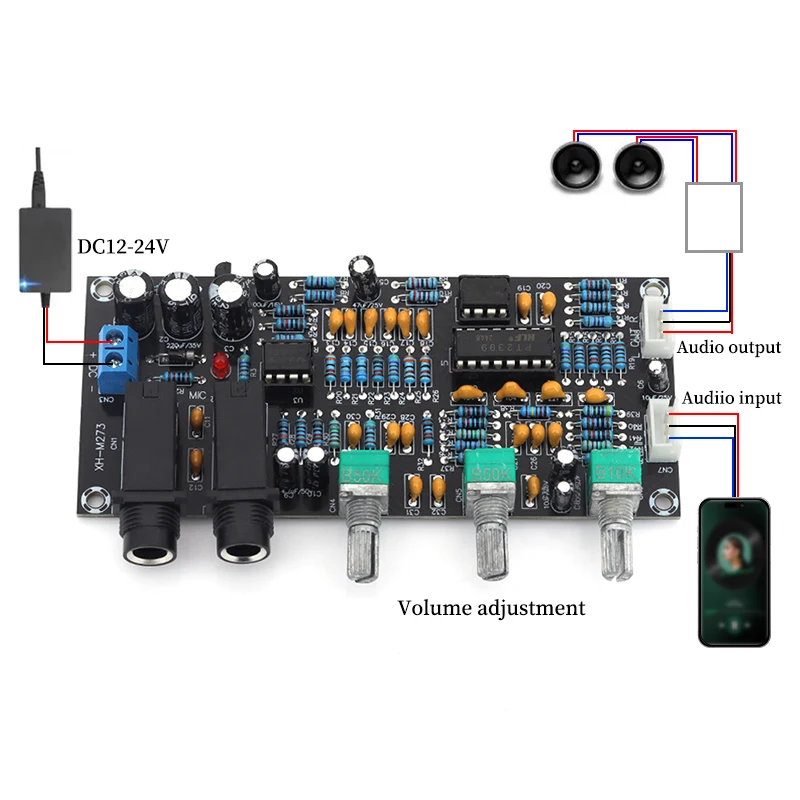 Javino 1-10 Uds PT2399 placa amplificadora de micrófono Digital reverberación Karaoke amplificador NE5532 placa de tono preamplificador
