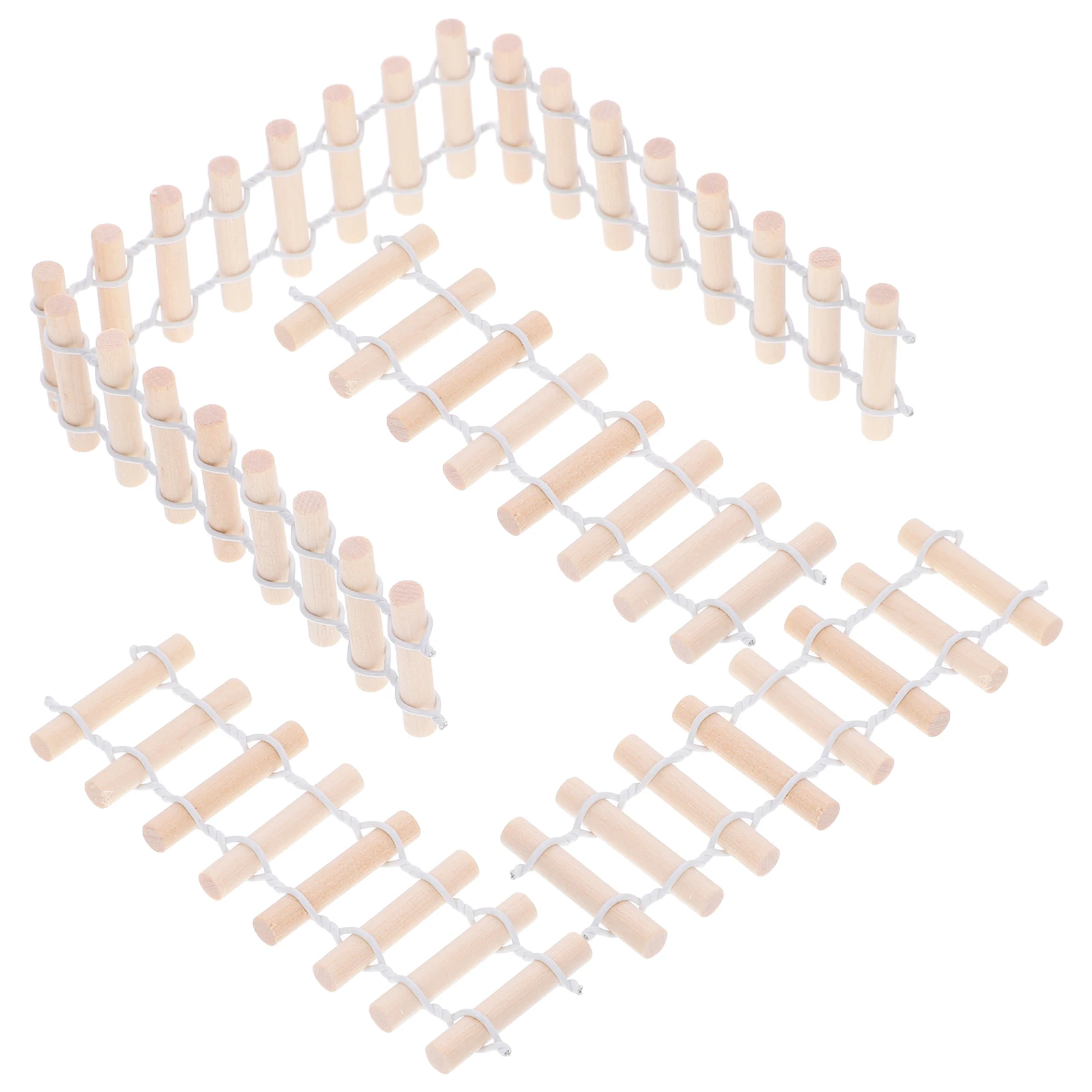 

10pcs Log Fence Miniature Garden Accessories Coffee Color Wooden Mini Fence for Dollhouse Small Gardens Landscape