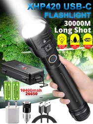 30000 metri Ultra Long Shot Power LED torcia 3000W lanterna USB nuovo XHP420 torcia tattica ingresso/uscita Zoom luce impermeabile