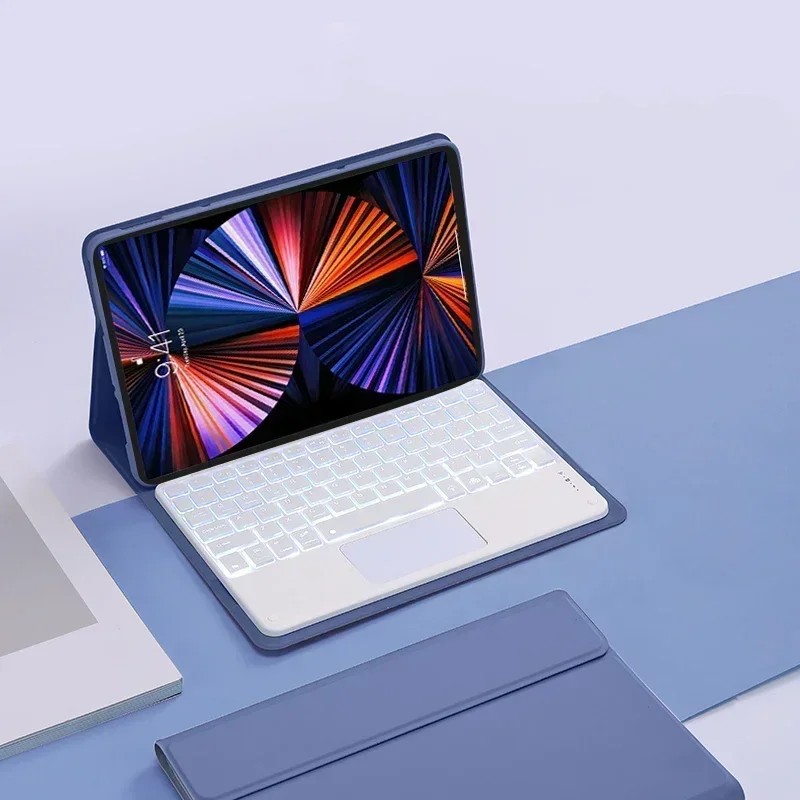 حافظة لوحة مفاتيح للأجهزة اللوحية لجهاز Microsoft Surface Pro X مقاس 13 بوصة وغطاء لوحة مفاتيح يعمل باللمس بإضاءة خلفية Funda