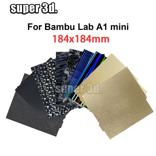 184x184mm Bambu Lab A1 Mini placa de construcción H1H PEO PET suave texturizado Bambulabs cama resorte hoja de acero hoja Pei para laboratorio de bambú