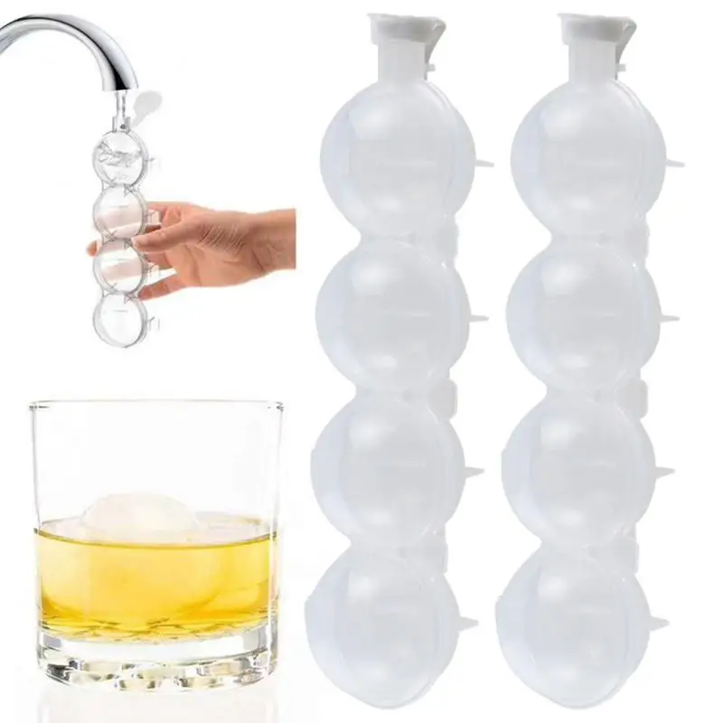 4 Hole Ice Cube Maker Whisky Cocktail Ice Mould Round Ice Hockey Mold Tray Hawaii Party Wedding Supplies Kitchen Ice Cream Tools