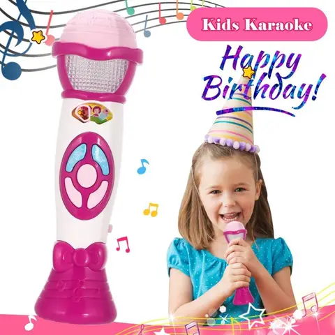 Microphone for Kids Voice Changing Karaoke Micorphones with Recording Play Music Function Colorful Lights Boys Girls Gifts for Kids Party Singing Microphone