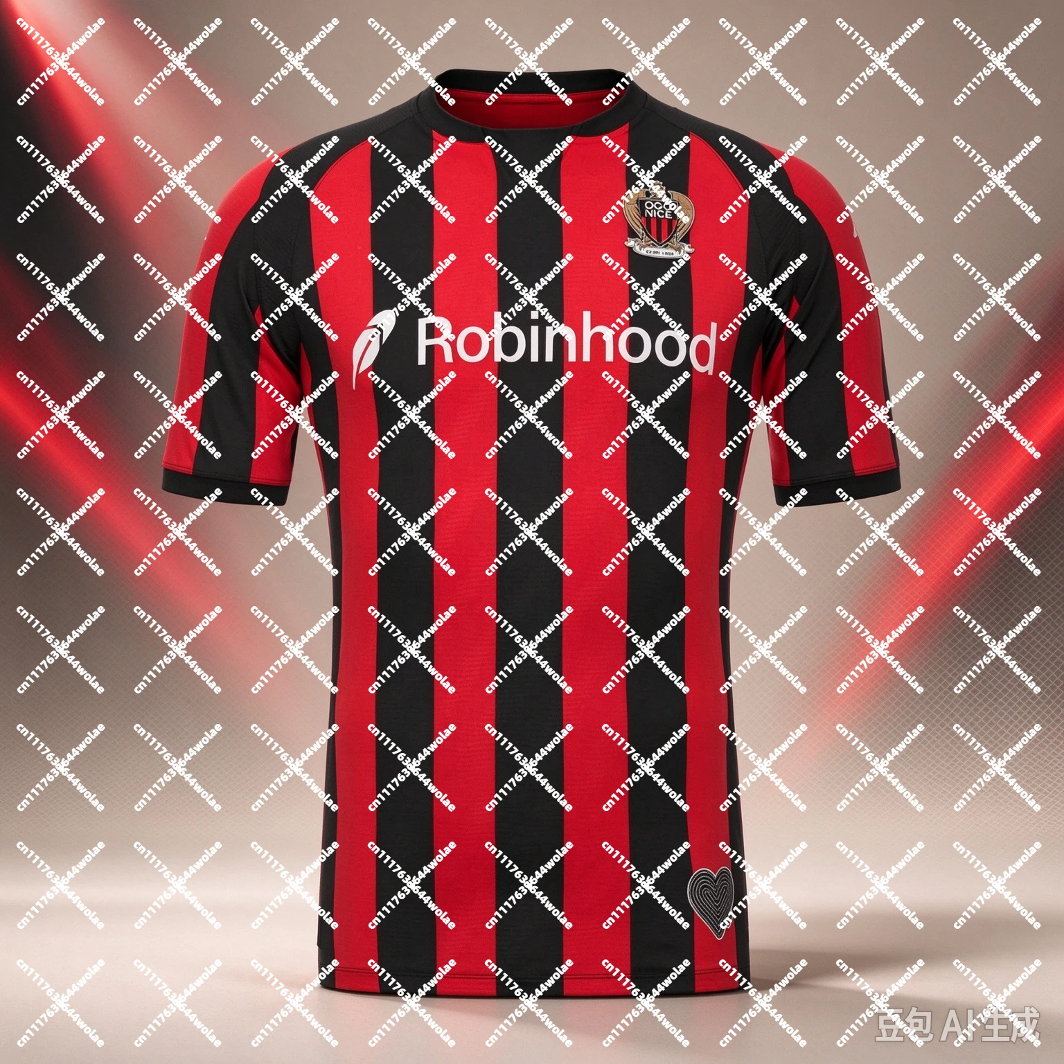 26 New Season OGC Nice Football Jersey Short Sleeve Red Black Striped Football Shirt Breathable Sports Training Family Matching