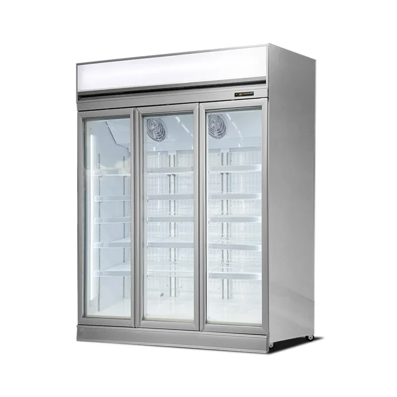 Stainless Steel Glass Door Chiller Beverage Beer Vertical Showcase Display Refrigerator Equipment Commercial Upright Cooler