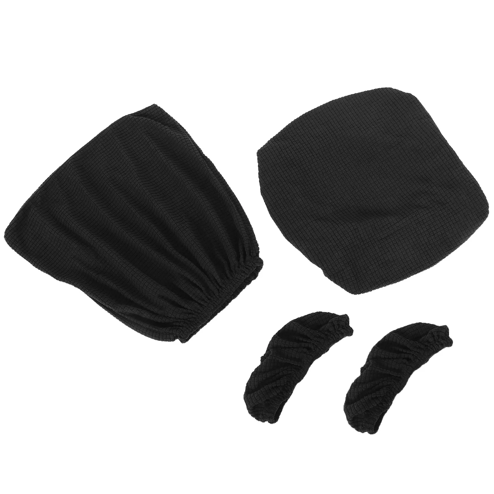 1Set Office Chair Covers Protective Stretch Elastic Seat Backrest Armrest Slipcovers Dust Cover Black Washable Computer Desk