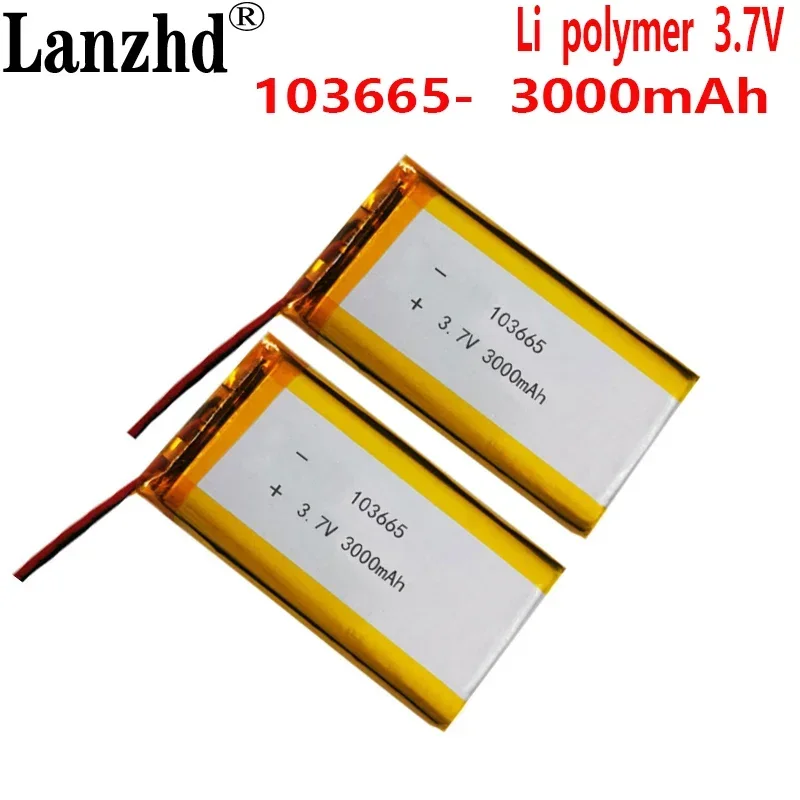 Rechargeable batteries 103665 polymer lithium battery 3.7V 3000mah For story machine / Game Handle With Connector Ph2.0