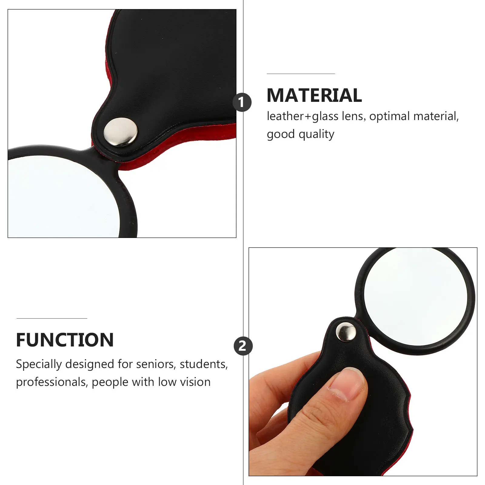 Mini lupa profissional de 4 unidades com capa protetora Design leve e ecológico para uso prolongado