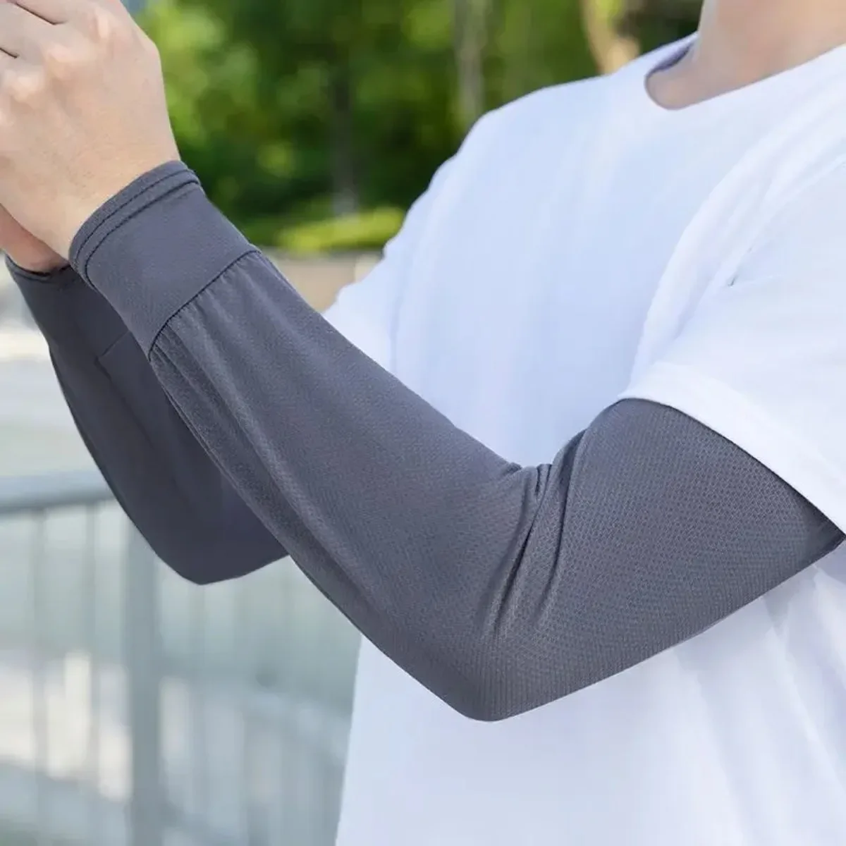 1 Pair Summer UV Gloves Arm Protectors Men's Solar Protective Sleeves Uses For Cycling Sports Running Driving