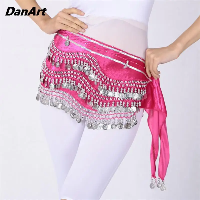 

Lady Belly Dance Sequins Hip Scarf Skir Oriental Indian Dance Costume Accessories Practice Performance Waist Coins Scarf Skirt