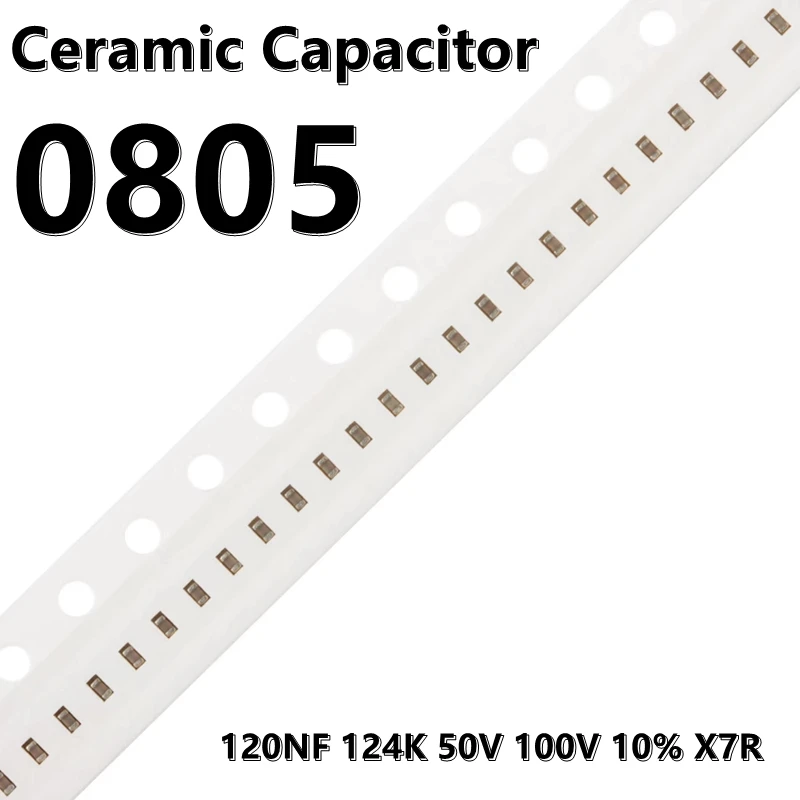 (50pcs) 0805 120NF 124K 50V 100V 10% X7R 2012 SMD Ceramic Capacitors