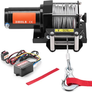 SucceBuy 3000lbs ATV/UTV Electric Winch 12V DC Steel Rope Wi...