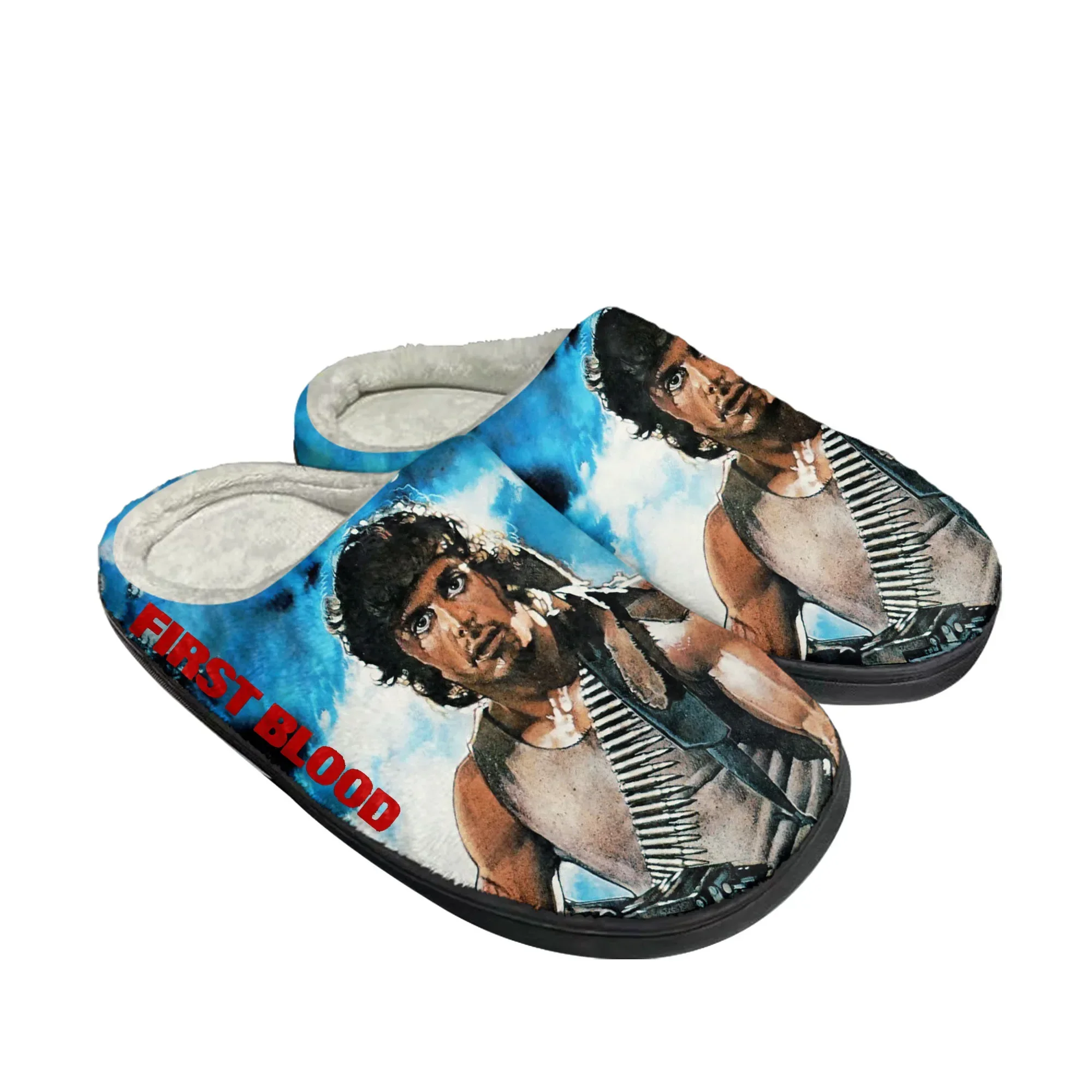 

First Blood Movie Home Cotton Slippers Men Women Plush Bedroom Casual Keep Warm Shoes Thermal Indoor Slipper Custom Shoe