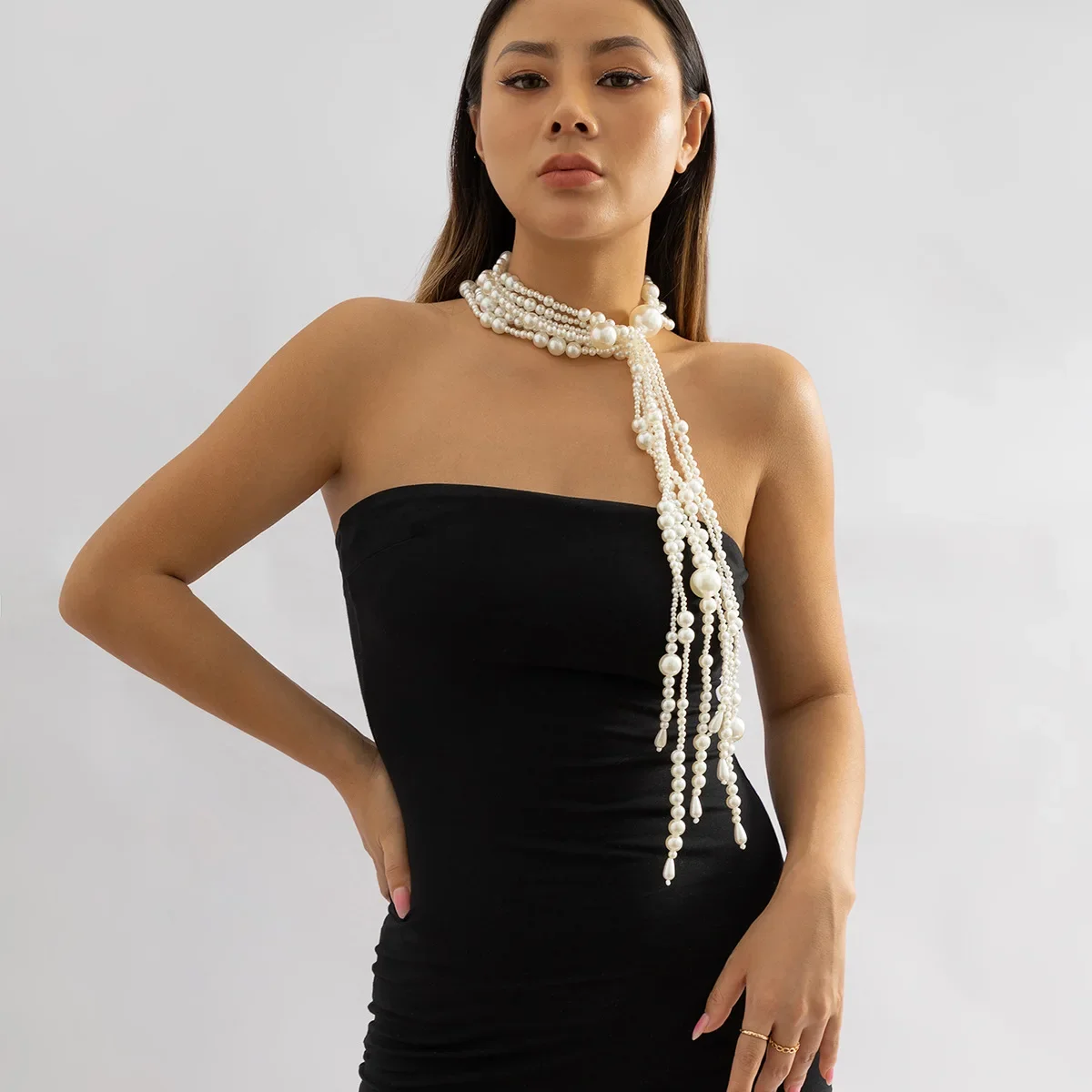 Fashion exaggeration ultra long fringe collar retro imitation pearl necklaces the best accessories for women wedding parties