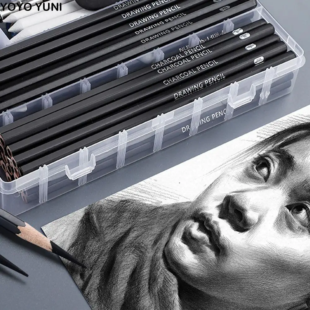 Graphite Mixed Sketching Pencil Art Supplies Painting Charcoal Pencils Black Durable Drawing Pencil Set Artist Pencils