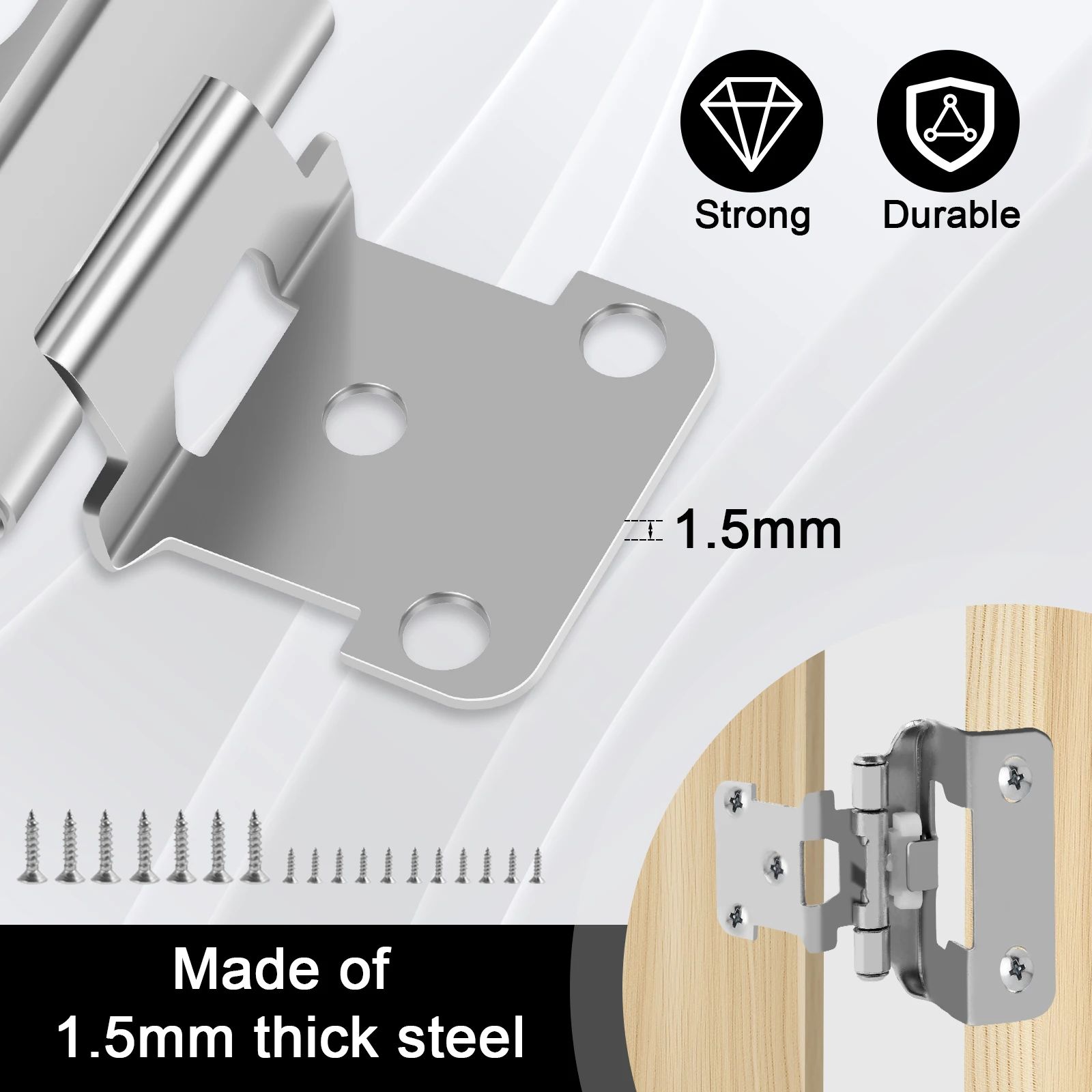 บานพับประตูโลหะ 20 ชิ้น บานพับตู้แบบปิดเอง บานพับตู้แข็งแรงทนทาน สำหรับเฟอร์นิเจอร์วินเทจ ตู้ครัว