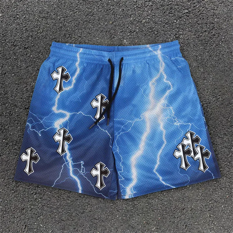 Christian Gym Workout Shorts for Men Angel Cross Print Athletic Quick Dry Lightweight Shorts with Pockets 5 Inch Fitness Running